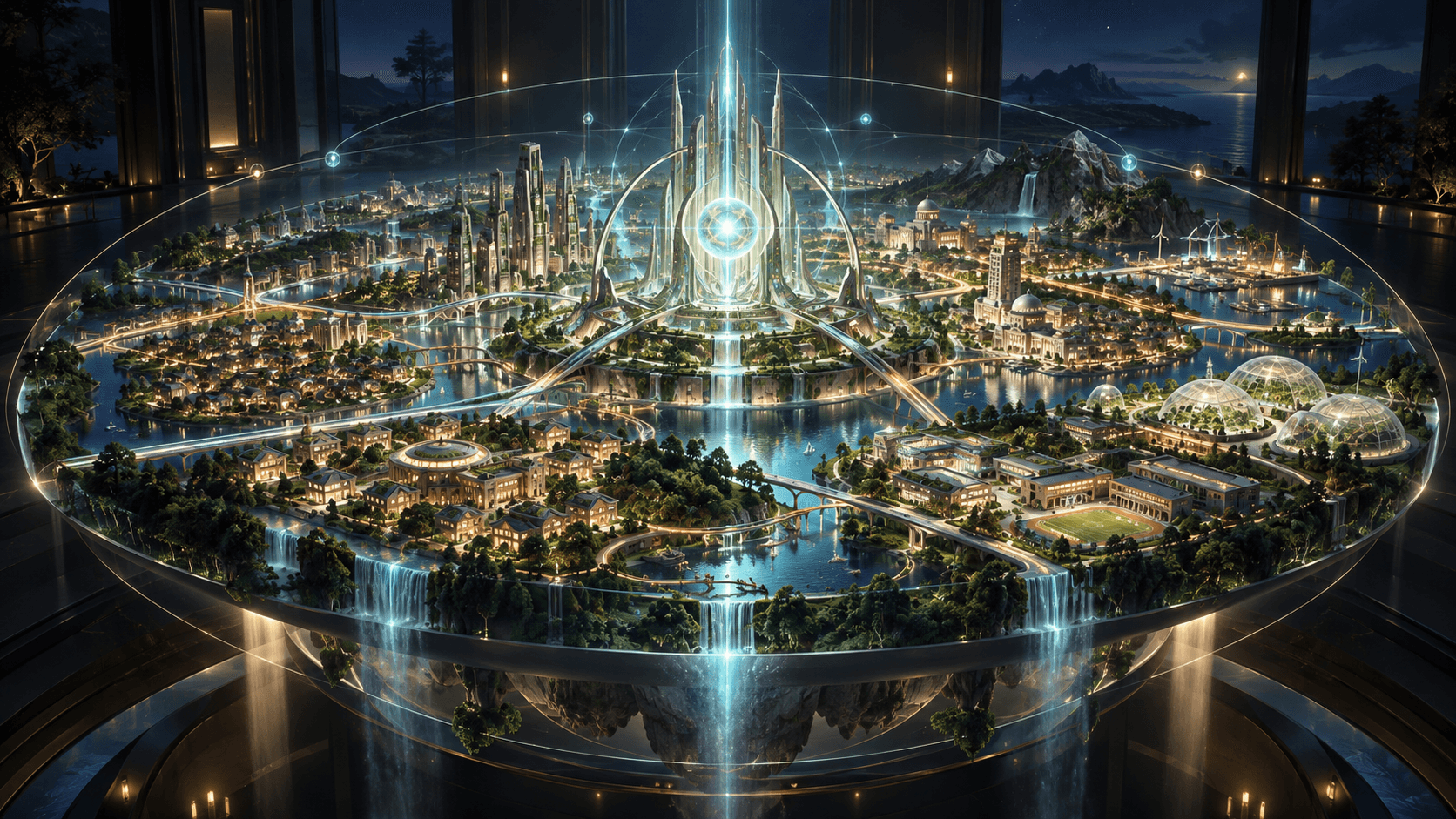 WorldCore visualized as the persistent living systems of Genesis City